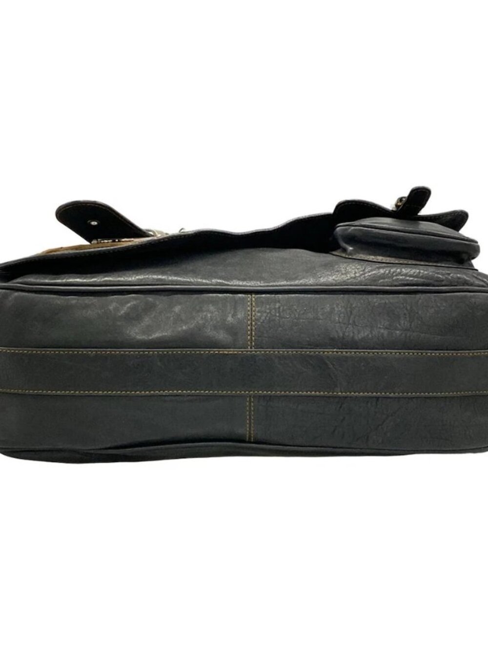 DIOR/ChristianDior Gaucho Black Brown Leather Shoulder Bag - Picture 5 of 15